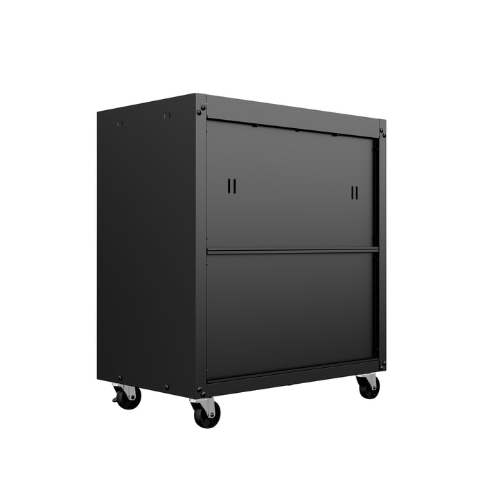 Commode verticale mobile Fortress de Manhattan Comfort de 31,5 po en métal texturé avec 3 tiroirs pour le garage - gris anthracite