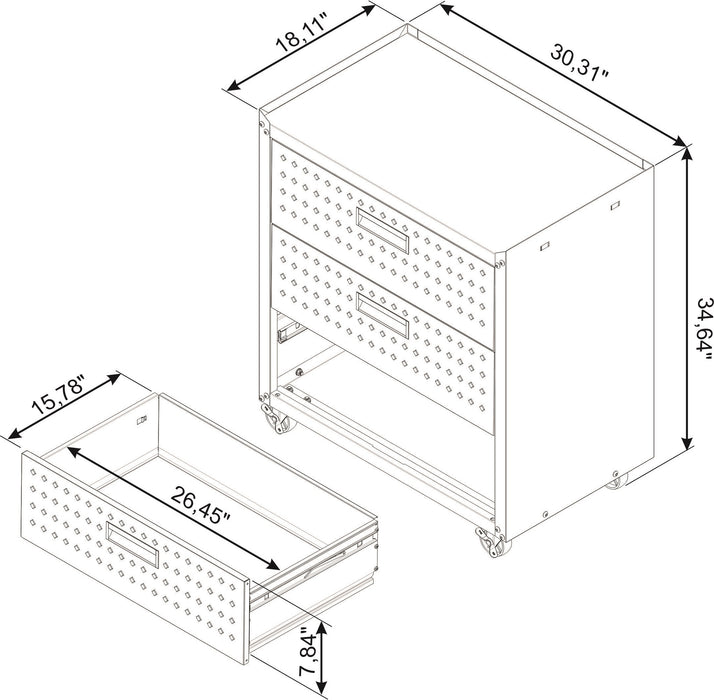 Commode verticale mobile Fortress de Manhattan Comfort de 31,5 po en métal texturé avec 3 tiroirs pour le garage - blanche