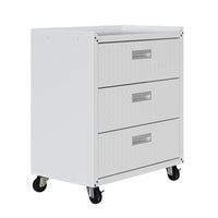 Commode verticale mobile Fortress de Manhattan Comfort de 31,5 po en métal texturé avec 3 tiroirs pour le garage - blanche