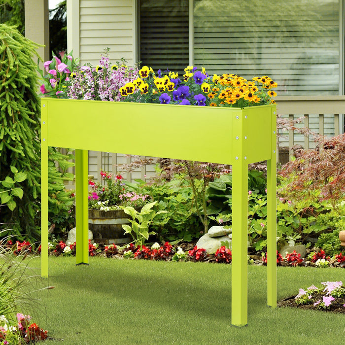 Costway 40\" Lit De Jardin Eleve Avec Les Jambes Boite De Planteur En Metal Elevee Trou De Drainage Cour Arriere Vert