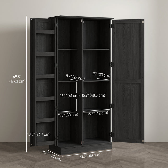 HOMCOM Meuble de rangement de cuisine de 70\" de haut avec etageres, noir