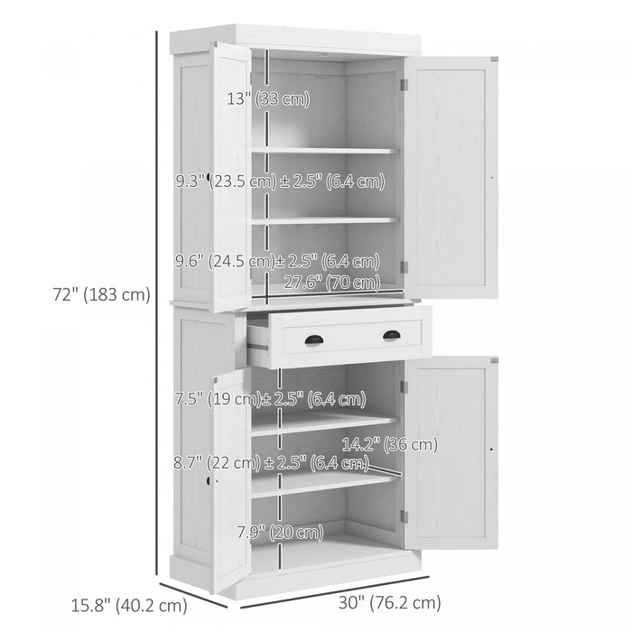 HOMCOM Armoire de rangement pour garde-manger de cuisine avec tiroir, blanc