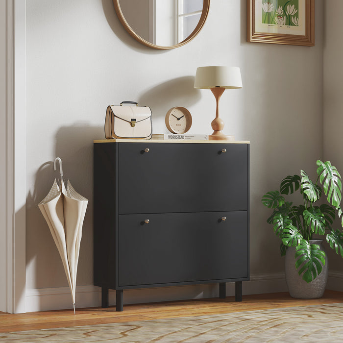 HOMCOM Armoire de rangement a chaussures avec etageres reglables, noir