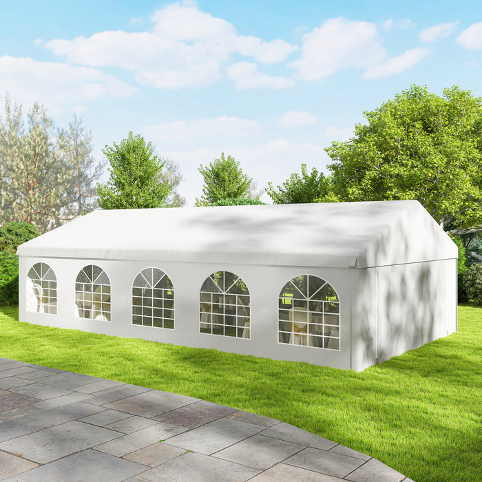 Outsunny Grande Tente de Reception 10x6 m pour Evenements Exterieurs, Blanc