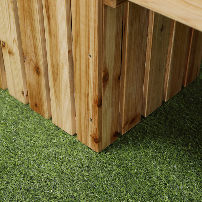 Outsunny Banc De Jardiniere En Bois Avec 2 Jardinieres Pour Patio, Naturel