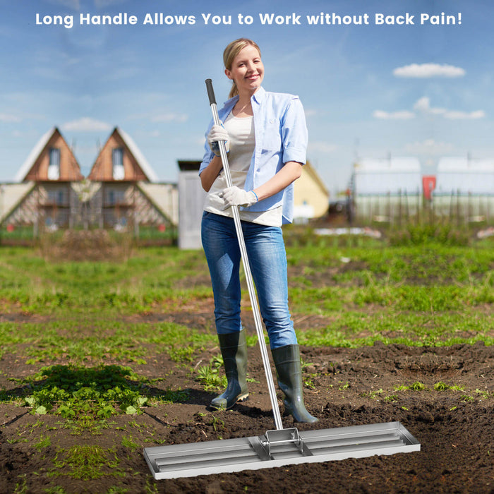 Costway Pelouse Nivelant Rake 42 \"x 10\" Outil De Pelouse De Niveau Pour Jardin Arriere-cour/pelouse Argent