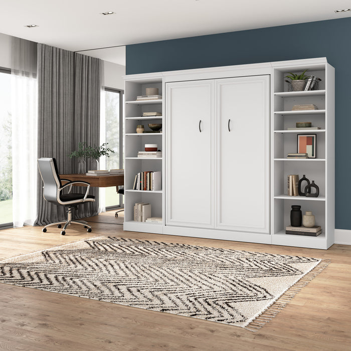 Lit double escamotable Versatile de Bestar avec organisateurs de garde-robe (109 po [L]) - blanc