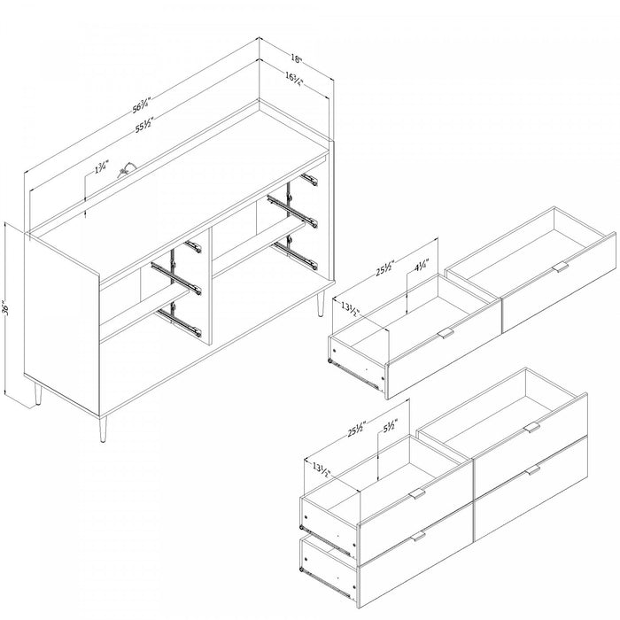 Hype Commode 6 Tiroirs - Chene Hivernal