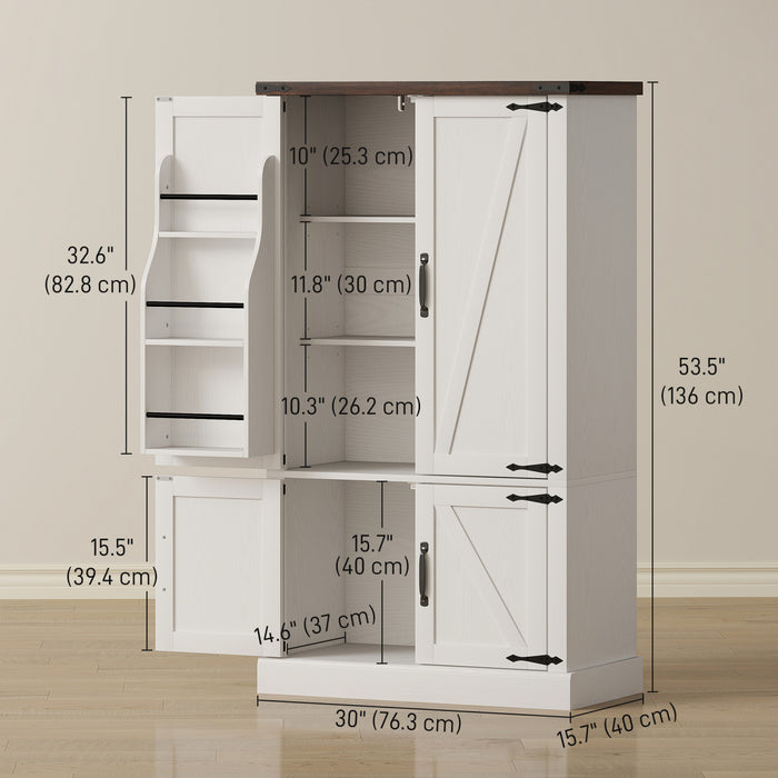 HOMCOM Meuble de rangement pour garde-manger, avec 6 etageres, blanc