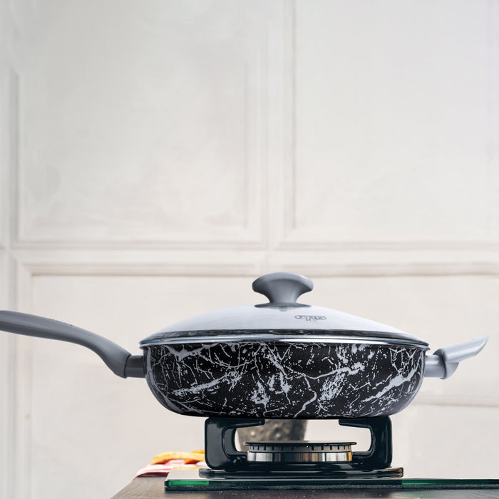 Arimi Ensemble De Marbre Diamant Italien 3 Pieces – Sauteuse 11 Pouces – Crepiere 9,8 Pouces