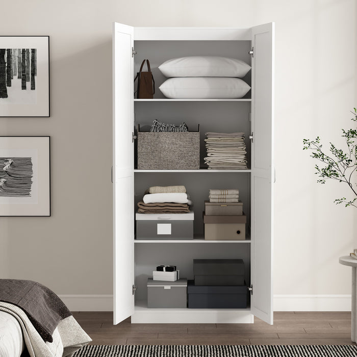 Armoire de rangement Cornelia Modern 30\" en blanc (4 etageres)
