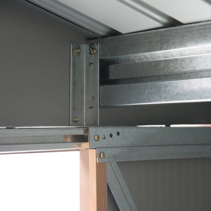 Outsunny 7' X 4' X 6' Abri De Jardin Hangar De Rangement Patio Exterieur Metal Rangement Outil Maison Avec Cadre De Fondation Au Sol En Acier Et Double Portes, Jaune