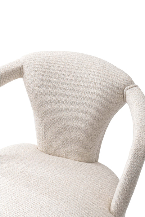 Fauteuil Palmer style milieu du siecle moderne en tweed ivoire rembourre