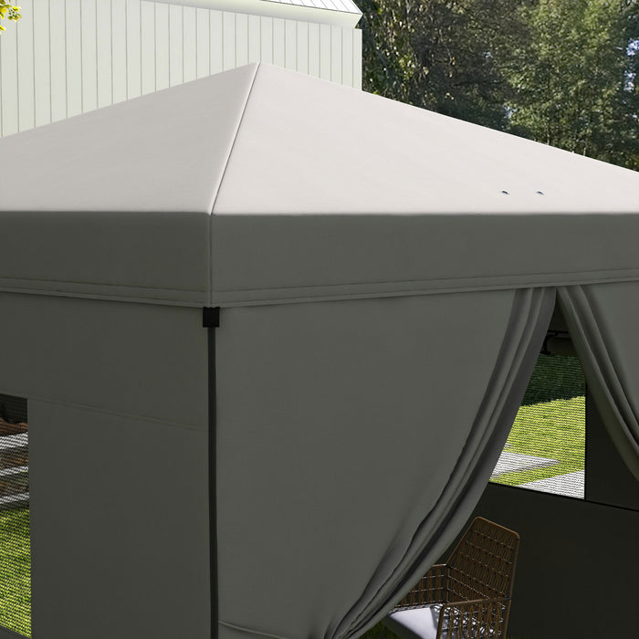 Outsunny Tente Escamotable 10' X 10' Avec Fenetres En Maille, Gris Clair