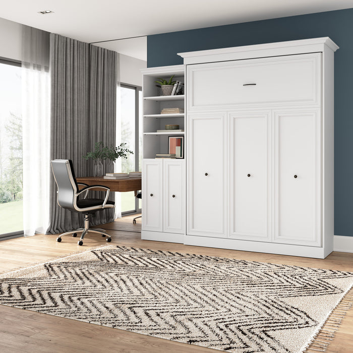 Grand lit escamotable Versatile de Bestar de 92 po (L) avec organisateur de garde-robe et portes - blanc