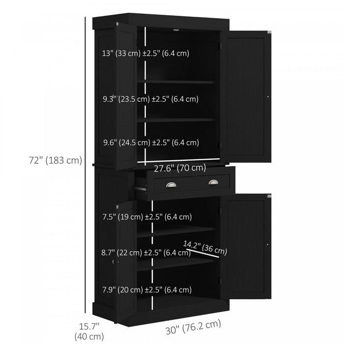 HOMCOM Armoire de rangement pour garde-manger de cuisine avec tiroir, noir