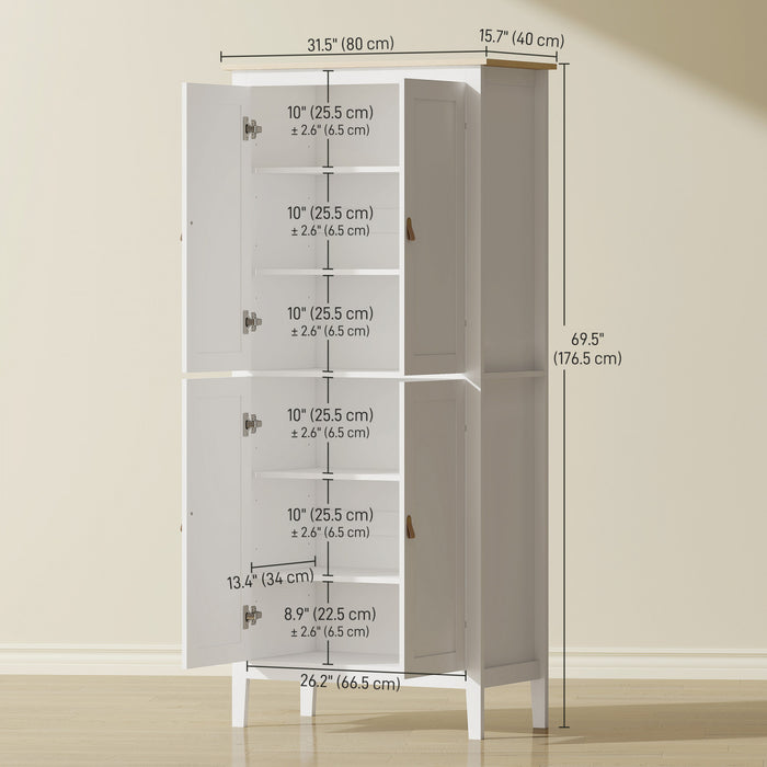 HOMCOM Armoire de rangement de cuisine avec eclairage LED a capteur, Blanc