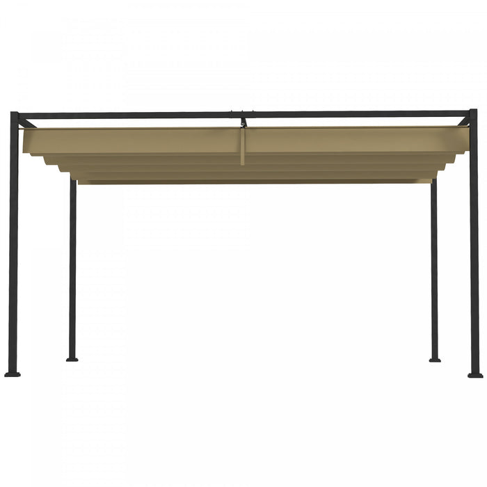 Outsunny Pergola De Patio 10' X 7' Avec Auvent Retractable, Kaki