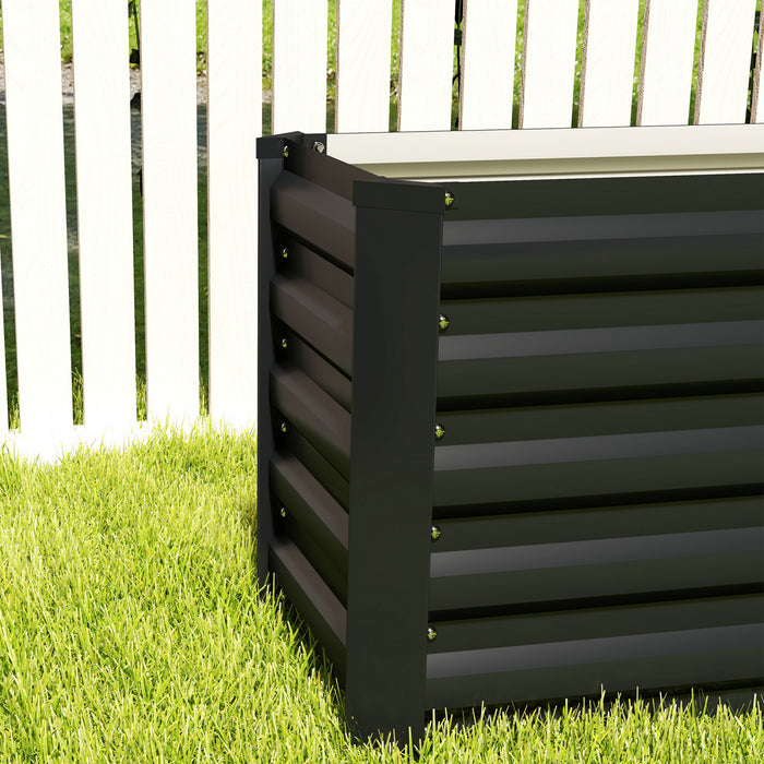 Outsunny Lit de jardin sureleve galvanise, fond ouvert, gris fonce