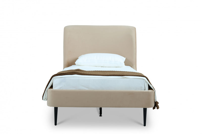 Lit une place Heather style milieu du siecle moderne en velours taupe et noir