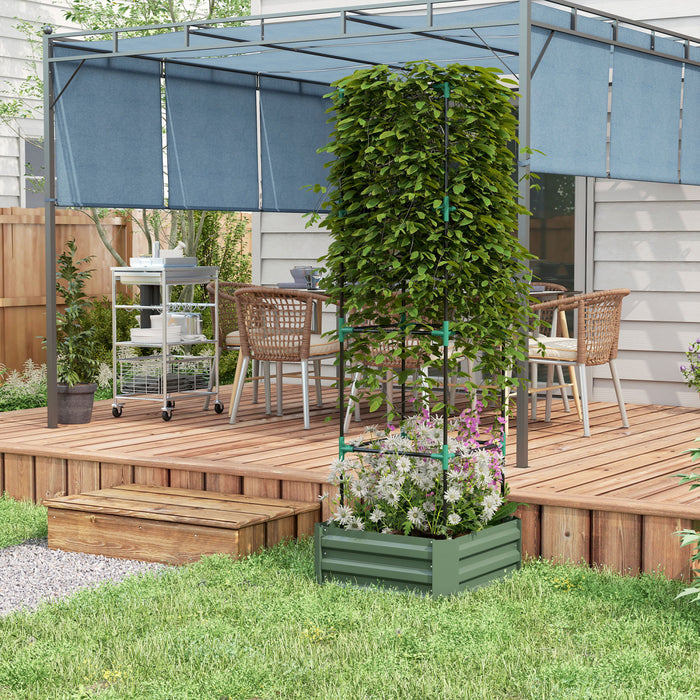 Outsunny Lit De Jardin Sureleve Galvanise Avec 4-tier Treillis Tomate