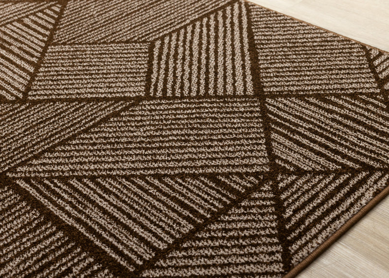 Tapis Covington brun taupe a rayures geometriques, 7'10\" x 10'6\"