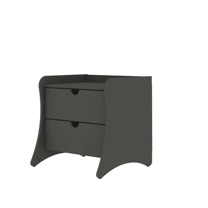 Table de nuit Coney style milieu du siecle 20\" en gris charbon (2 tiroirs)
