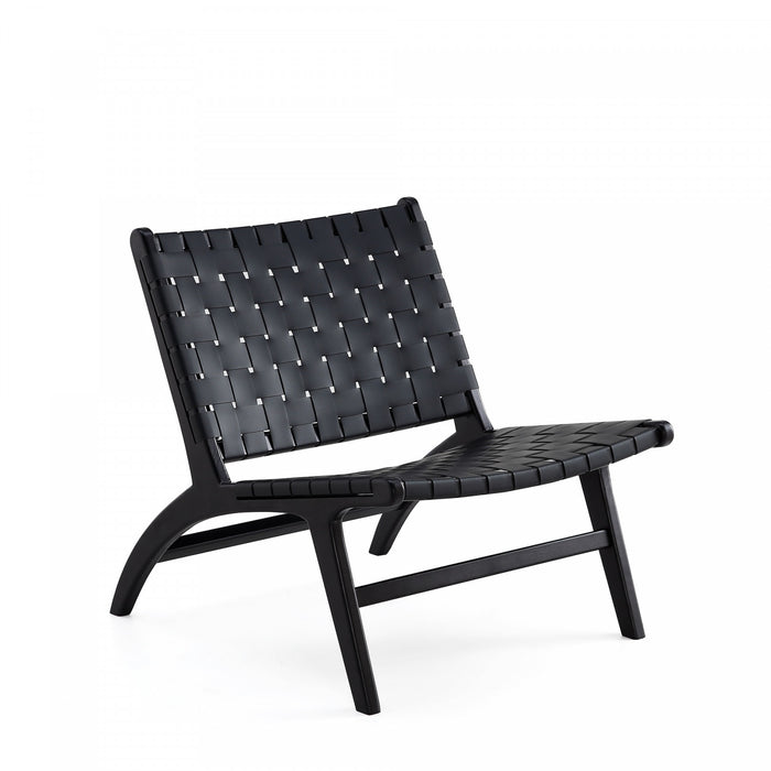 Fauteuil d’appoint Maintenon Industry Chic en bois et cuir vegetalien noir – Lot de 2