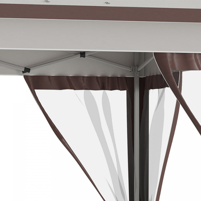 Outsunny Tente Instantanee Pliable Avec Parois Laterales En Maille, Hauteur Reglable A 3 Niveaux Et Sac De Rangement, 12'x12', Beige