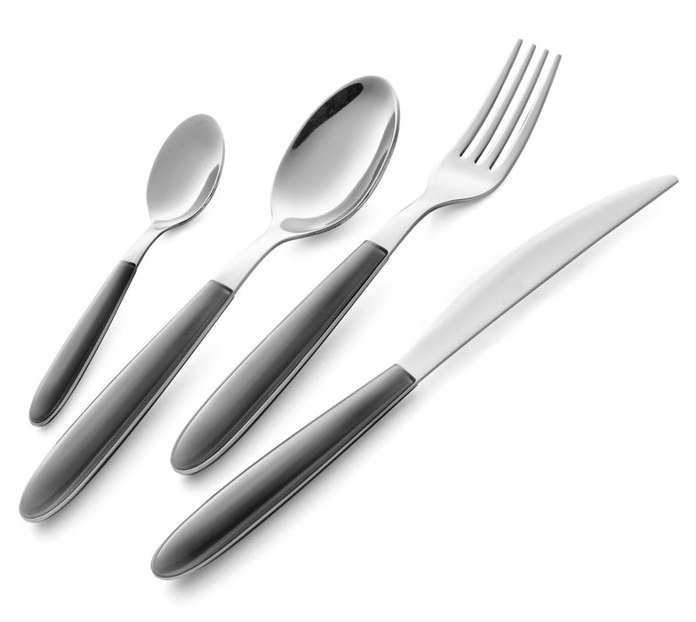 Ensemble De Couverts En Acier Inoxydable Italien Arimi Nilu 24 Pieces - Service Pour 6 Personnes - Manche Gris