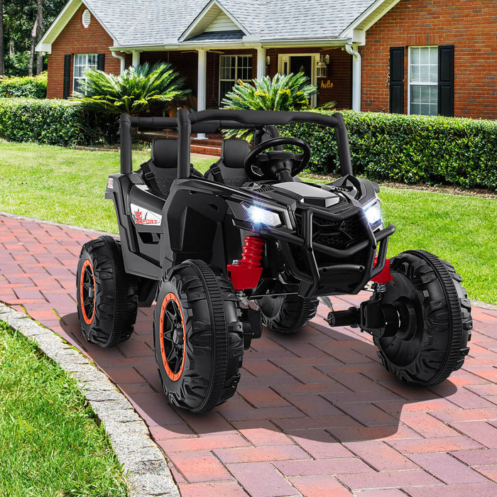 Costway 24v Kids Ride Sur Utv Avec 4 X 100w Puissant Moteur Telecommande Haute/basse Vitesse Noir
