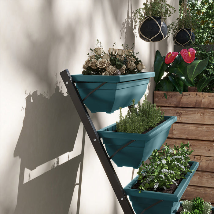 Outsunny Jardin Sureleve A 5 Niveaux Avec 5 Bacs De Plantation, Bacs De Culture Pour L'exterieur Avec Des Trous D'ecoulement Pour Le Balcon, Le Patio Et L'exterieur