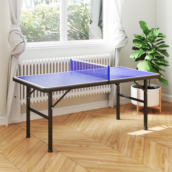 Soozier Mini Table De Ping-pong Avec Pieds Reglables, Bleu
