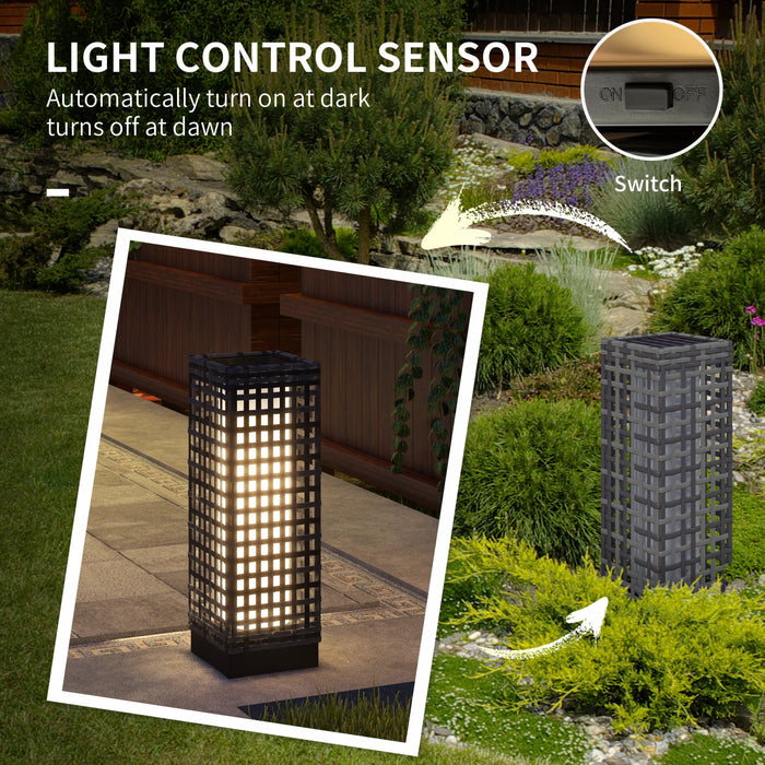 Outsunny Lampe Solaire en Osier, Lampe d'Exterieur Automatique, Gris