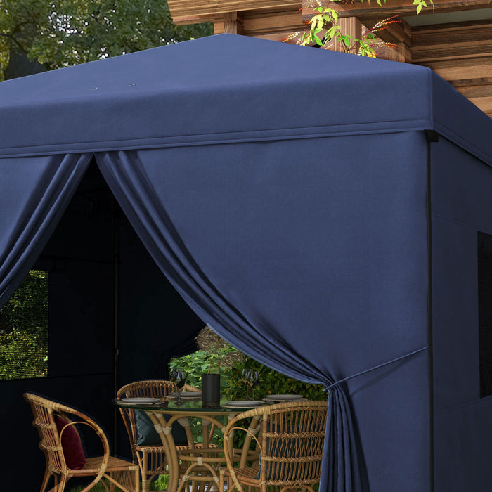 Outsunny Tente Escamotable 10' X 10' Avec Fenetres En Maille, Bleu Fonce