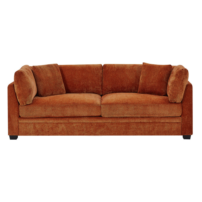 Flare Canape Moderne 83.5 po a Accoudoirs Evases et Coussin Haute Densite, Caramel