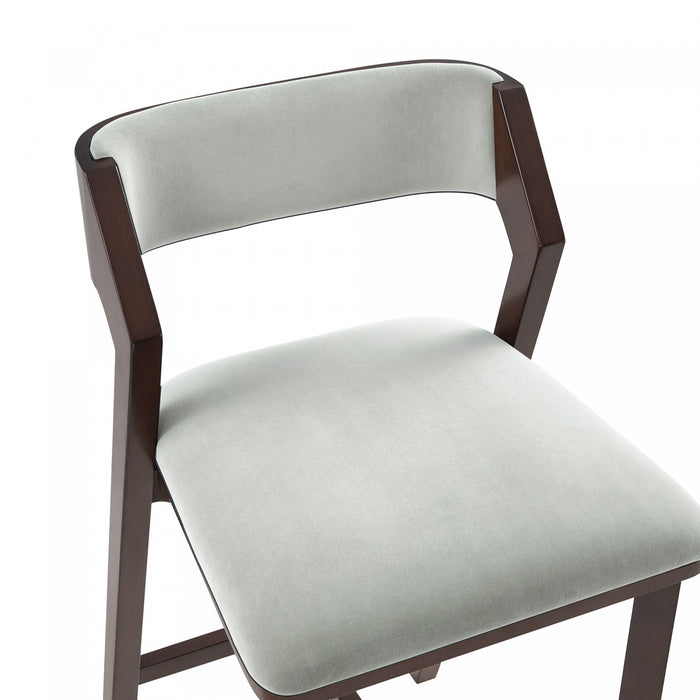 Tabouret de bar moderne Patricia en bois avec revetement en tissu blanc Glacier