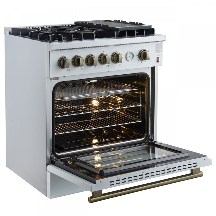 Cuisiniere a gaz Giovanni 30 pouces blanche, 4,32 pi³ – FFSGS6274-30WHT