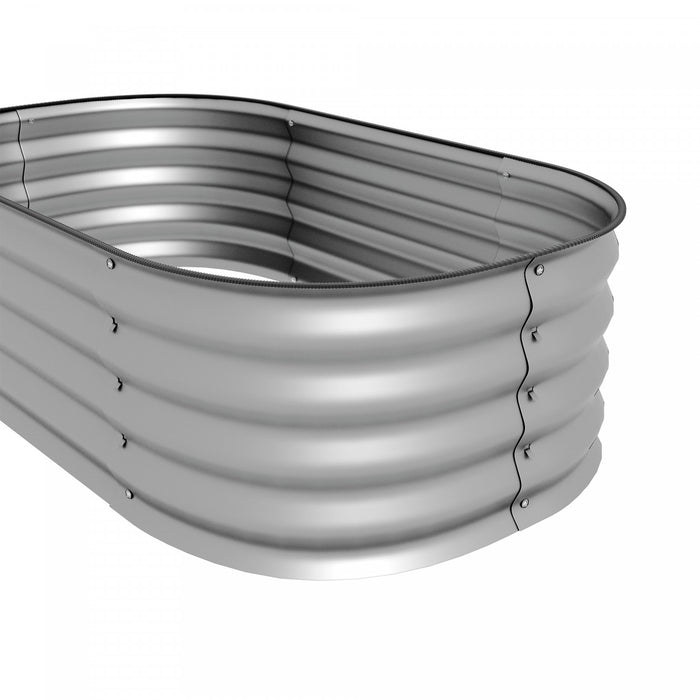 Outsunny Kit De Jardiniere Surelevee Galvanisee De 3.4' X 2' X 1'', Jardiniere Surelevee En Metal Avec Bordure De Securite, Pour Fleurs, Herbes, Plantes Grasses, Argente