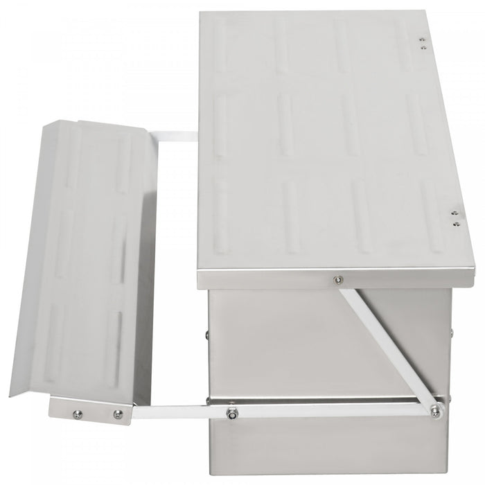 Pawhut Mangeoire Automatique Pour Poulets, Capacite De 22,5 Livres Mangeoire Pour Volailles Avec Pedale A Ouverture Automatique, Couvercle, Argente