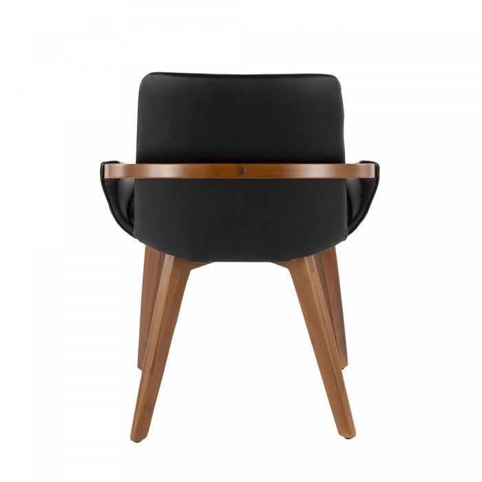 Chaise de salle à manger de style du milieu du 20e siècle Cosmo en similicuir - noyer et noir