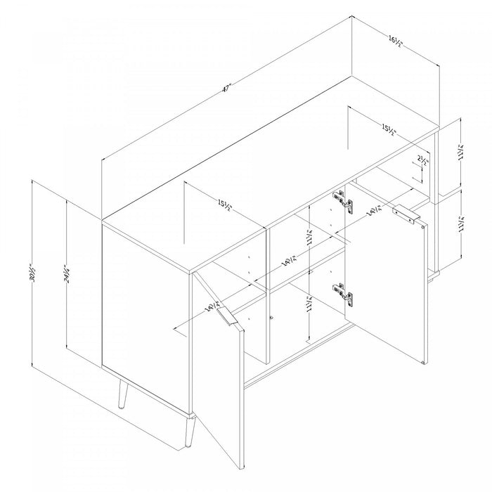  Armoire décorative Mezzy à 2 portes avec rangement ouvert - chêne noir