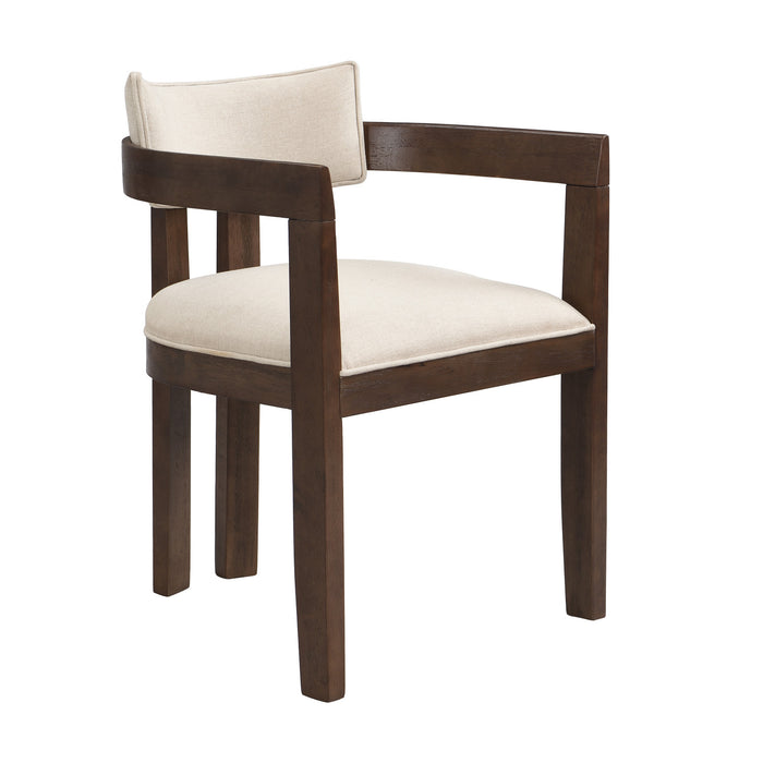 Evelyn Ensemble de 2 chaises de salle a manger en bois de caoutchouc avec accoudoirs et assise rembourree, noyer