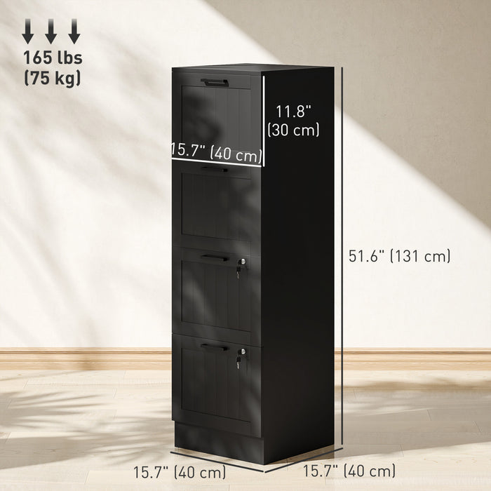 HOMCOM Classeur a 4 tiroirs avec serrure pour lettre A4, Noir