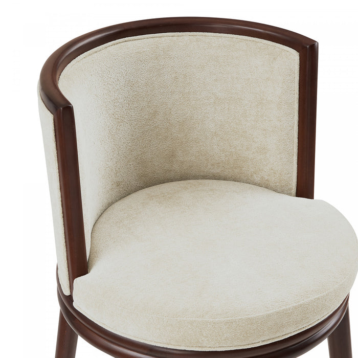 Tabouret de comptoir moderne en bois et tissu creme Evalyn - Lot de 3