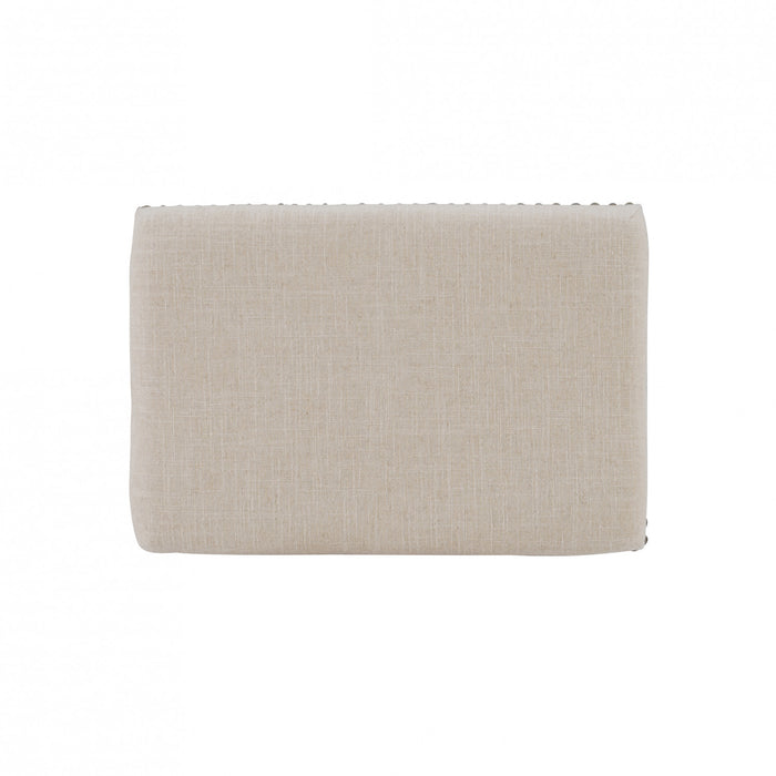 Tabouret Claridge de hauteur comptoir en tissu d’apparence lin et sans dossier - noyer foncé