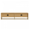 Aspect 70.8 Inch Modern TV Cabinet with Wood Grain Finish and Soft-Close Hinges, Natural | Aspect Meuble TV Moderne 70.8 po avec Finition Bois Graine et Charnieres a Fermeture Amortie, Naturel