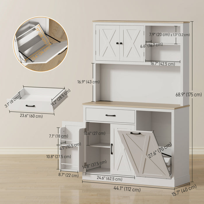 HOMCOM Armoire de Cuisine 69\" avec Station de Charge, Blanc