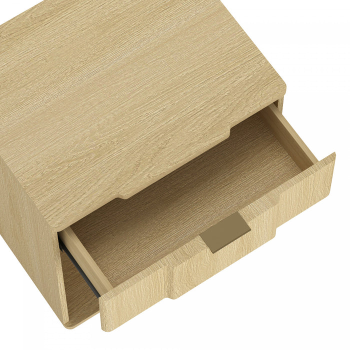 Table de nuit Clive style milieu du siecle moderne 56 cm en chene naturel (1 tiroir)