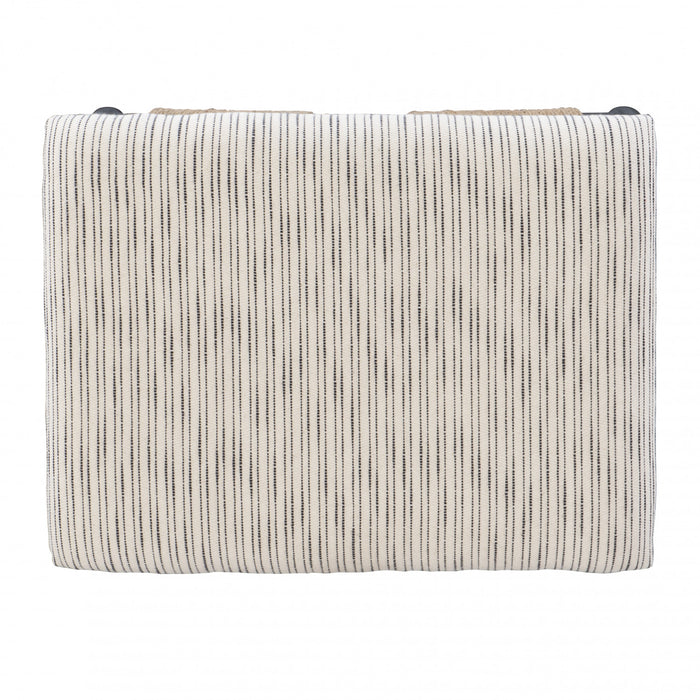 Pouf d’appoint Ashburn Campaign en tissu rayé - noir